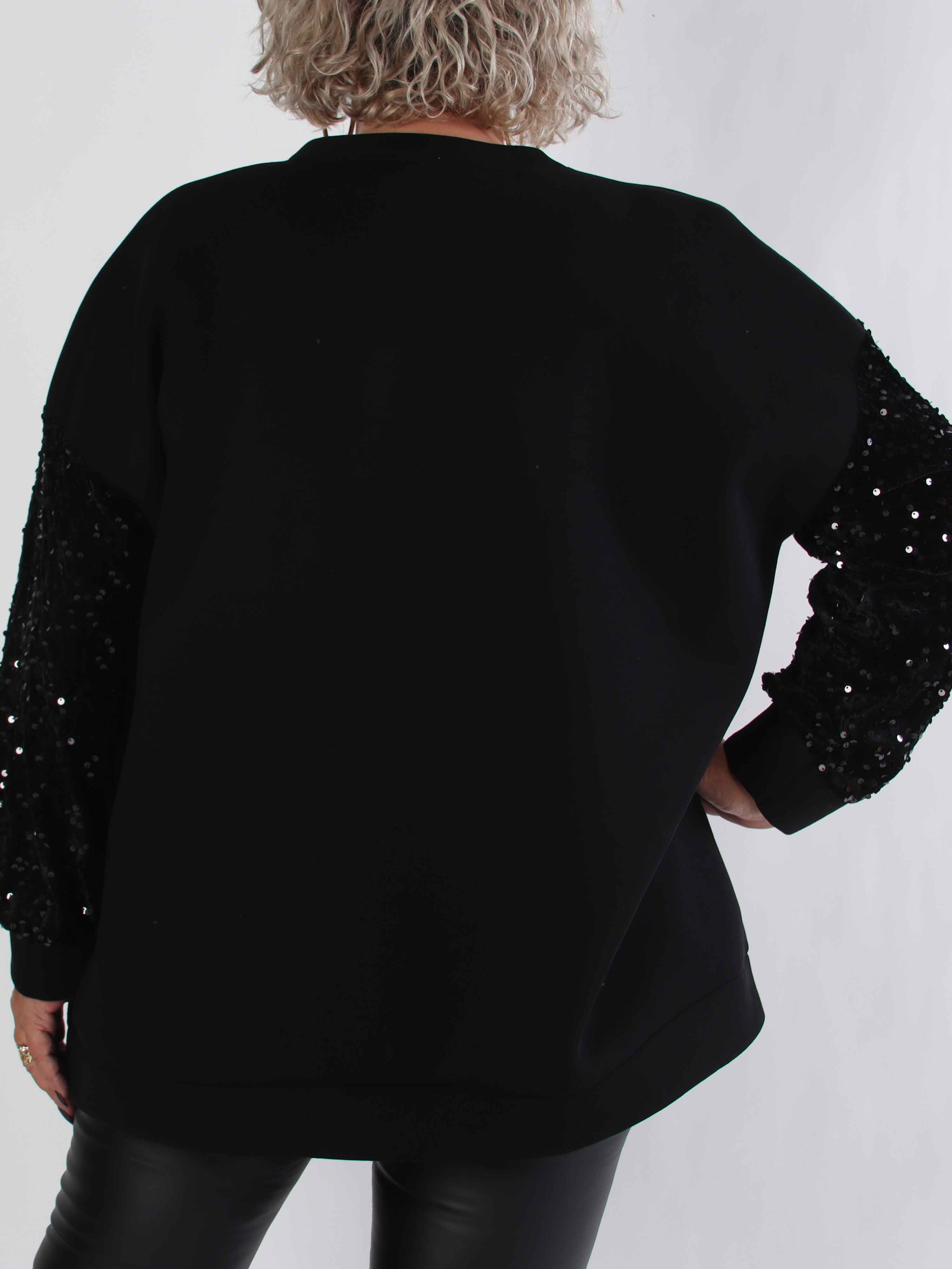 Cytherea - Plus size sweatshirt i bomuld med pailletter på ærmet